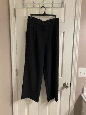 LOFT Black High Waisted Wide Leg Trousers